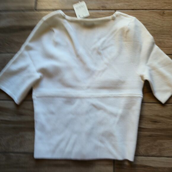 NWT-Free People Ivory Blouse V-Neck Size L - Picture 2 of 2